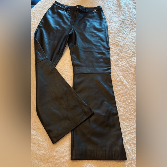 Leather St. John Sport Black Pants - Size 14 -100% Leather- Lined - Picture 1 of 6